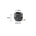 Гайка 400044 Z BA M12X1,25 Цинк Черный высота 18 мм Конус с выступ., откр., кл.19мм Д/АДАПТЕРОВ