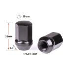 Гайка  1/2"-20 UNF Черный хром высота 35 мм Конус с выступ. кл.19мм 801442 BA-Cr