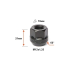 Гайка 400044 Z BA M12X1,25 Цинк Черный высота 21 мм Конус с выступ., откр., кл.19мм Д/АДАПТЕРОВ