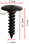 FORD 6503819, 6503401 клипса  7.5x34.8x22mm