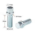 Болт S17M40 Z M15X1,25X40 Цинк Сфера с выступом, ключ 17