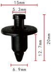 GM,TOYOTA,SUZUKI 96057846, 90467-07041, M619582, TQ696C07, 09409-07308-5PK клипса 6.9x12.7x15mm