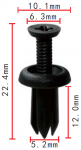 Toyota 9046705090B1 черная клипса  5.2x12x10.1mm
