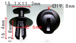 MBZ A0009913940, VW, VAG, AUDI 2E1857784 Клипса   8.6x13.8x19.8mm