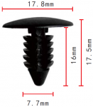 GM, Ford, Chrysler, AMC 332364, 389358, 3691590, 6031321, 4004569  белая клипса  7.7x16x17.8mm