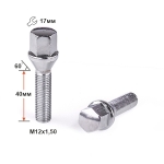 Болт M12X1,50X40 Хром Конус с выступом ключ 17 мм C17A40 Cr (953)