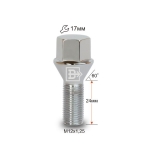 Болт M12X1,25X24 Хром Конус с выступом, ключ 17 мм ВАЗ 2101-07 ШтампДиск Хром C17B24 Cr Болт M12X1,25X24 Хром Конус с выступом, ключ 17 мм ВАЗ 2101-07 ШтампДиск Хром C17B24 Cr