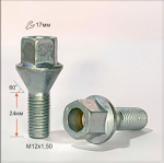 Болт LC17A24 Z M12X1,5X24 Цинк Увел Конус с выступом, облегченный, ключ 17 мм