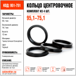 Кольцо центровочное 95,1-75,1 (комплект из 4 шт.)