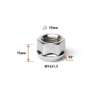 Гайка 400048 Cr L15 D17 Cr M14X1,50 Хром высота 15 мм Конус с выступ., откр., кл.19мм