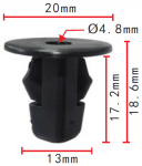 TOYOTA 90189-06013  90189-06027  клипса   13.4x17.7x20mm  d4.8mm