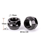 Гайка 400045 Z BA M12X1,50 Цинк Черный высота 18 мм Конус с выступ., откр., кл.19мм Д/АДАПТЕРОВ