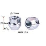Гайка 400146 Z M12X1,75 Цинк высота 21,5 мм Конус с выступ., откр., кл.19мм