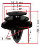 Nissan 84953-AU100, 80999-VE000 клипса 8.9x14x18mm