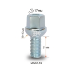 Болт M12X1,50X21 Цинк Сфера с выступом, облегченный, ключ 17 мм LS17A21 Z Болт M12X1,50X21 Цинк Сфера с выступом, облегченный, ключ 17 мм LS17A21 Z
