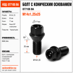 Болт M14X1,25X25 Черный Цинк Конус с выступом ключ 17 мм C17F25 BA Z
