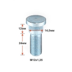Шпилька забив. CRP140BA24 M12X1,25X24мм Цинк длина резьбовой части 24мм