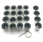 Колпачки пластиковые высокие кл.17 VW Хром 16 под болт+4 под секретку (20 колпачков+ключ)