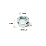 Гайка 400044 Z M12X1,25 Цинк высота 15 мм Конус с выступ., откр., кл.19мм