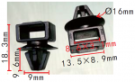Клипса  9x9.6x16mm  13.5x8.9mm