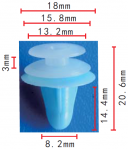 Toyota 67771-22010, 67771-16020 клипса  8.2x14.4x18mm