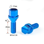 Болт M12X1,50X28 Синий Хром Конус с выступом ключ 17 мм