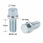 Болт S17M27 Z M15X1,25X27 Цинк Сфера с выступом, ключ 17