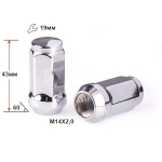 Гайка 801573 Cr M14X2,00 Хром высота 43 мм Конус с выступ., закр., кл.19мм
