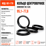 Кольцо центровочное 95,1-77,8 (комплект из 4 шт.)