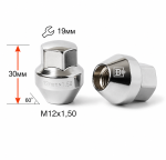 Гайка 342145 Cr M12X1,50 Хром увелич.конус с выступом  высота 30 мм закрытая Форд кл.19мм